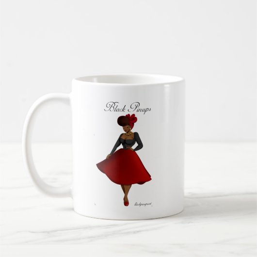 Schwarze Pinups-Tasse - Carmen Kaffeetasse (Links)