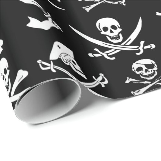 SCHWARZE PIRATBANNER, KREUZTE, SCHWERTER GESCHENKPAPIER (Rolleneckpunkt)
