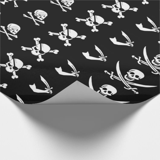 SCHWARZE PIRATBANNER, KREUZTE, SCHWERTER GESCHENKPAPIER (Ecke)