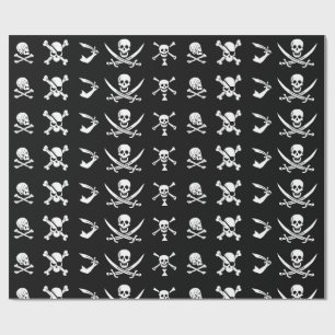 SCHWARZE PIRATBANNER, KREUZTE, SCHWERTER GESCHENKPAPIER
