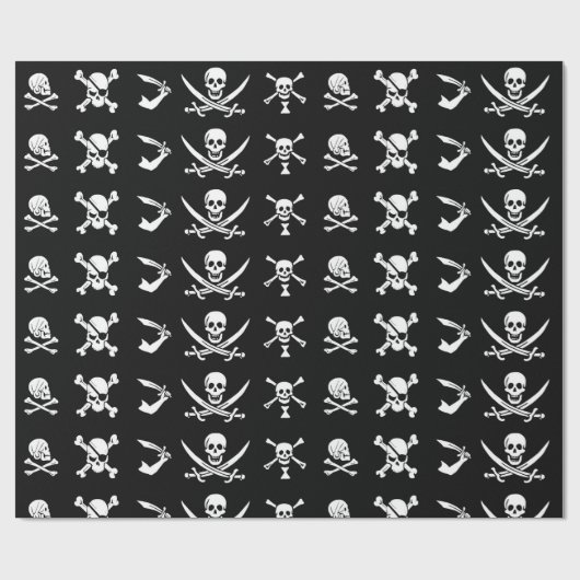 SCHWARZE PIRATBANNER, KREUZTE, SCHWERTER GESCHENKPAPIER (Flach)