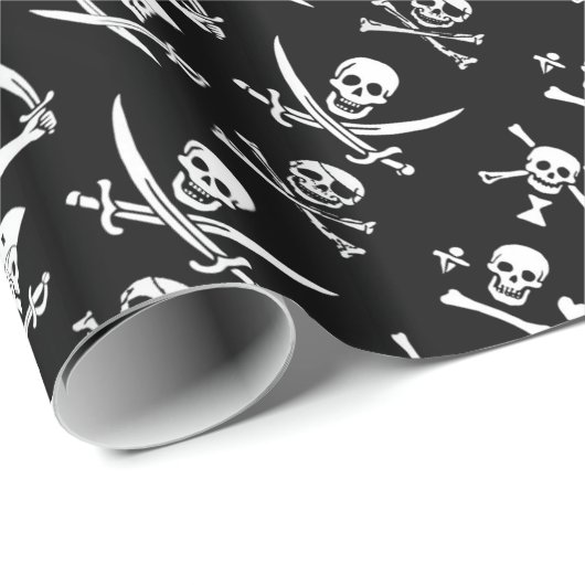 SCHWARZE PIRATBANNER, KREUZTE, SCHWERTER GESCHENKPAPIER (Rolleneckpunkt)