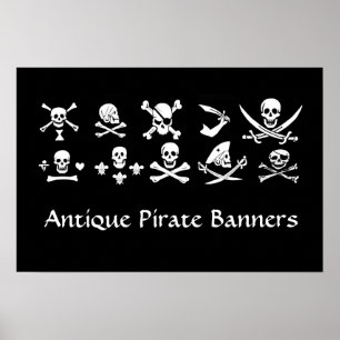 SCHWARZE PIRATBANNER, KREUZTE, SCHWERTER POSTER