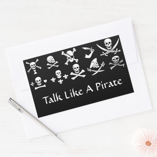 SCHWARZE PIRATBANNER, KREUZTE, SCHWERTER RECHTECKIGER AUFKLEBER (Umschlag)
