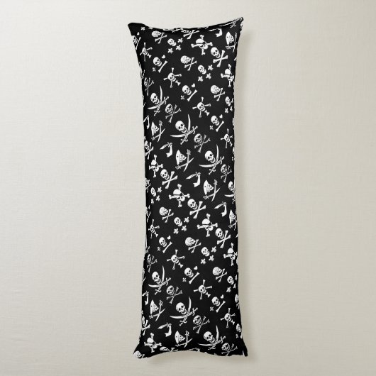 SCHWARZE PIRATBANNER, KREUZTE, SCHWERTER SEITENSCHLÄFERKISSEN (Rückseite (Vertikal))