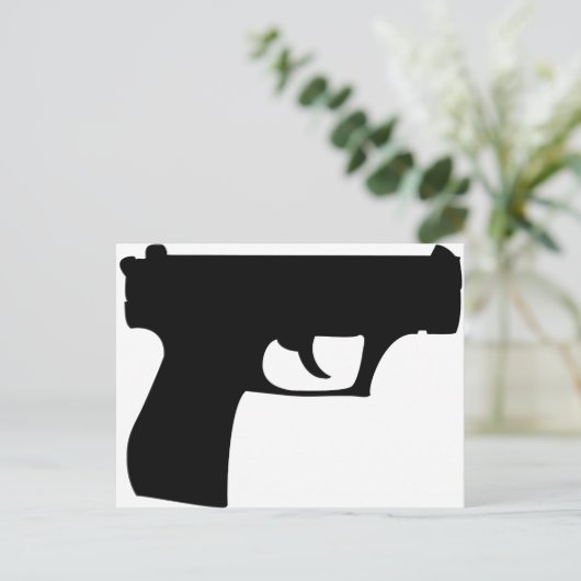 Schwarze Pistole - Pistole Postkarte (Stehend Vorderseite)