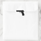 Schwarze Pistole Runder Aufkleber (Tasche)
