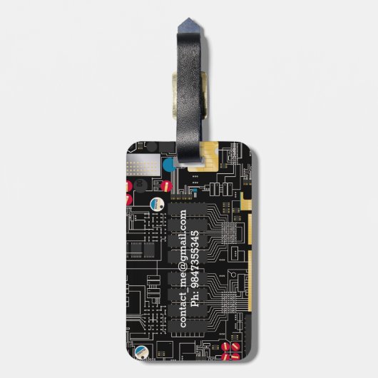 Schwarze Platine Gepäckanhänger (Rückseite vertikal)