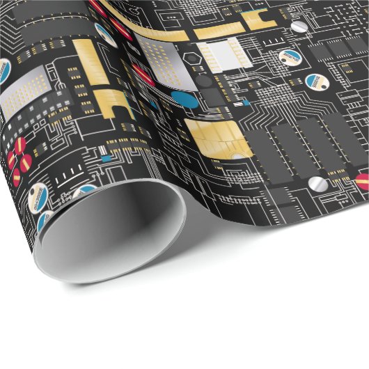 Schwarze Platine Geschenkpapier (Rolleneckpunkt)