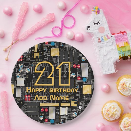 Schwarze Platine Pappteller (Party)