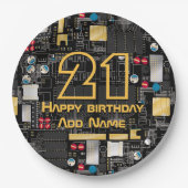 Schwarze Platine Pappteller (Vorderseite)