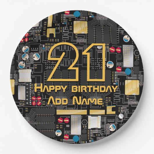 Schwarze Platine Pappteller (Vorderseite)