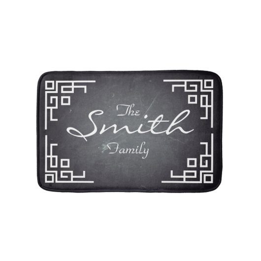 Schwarze Platine Weiße Swirbel Personalisiert Badematte (Vorderseite)