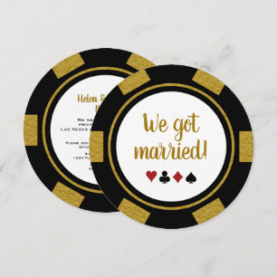 Schwarze Poker-Chip-Hochzeits-Elopement-Ankündigun Einladung