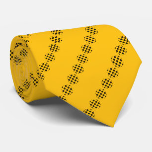 Schwarze Polka Dot Circles Muster auf Gold Farbe Krawatte