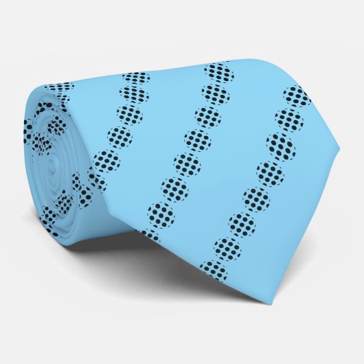 Schwarze Polka-Dot-Screen-Muster auf blau Krawatte (Gerollt)
