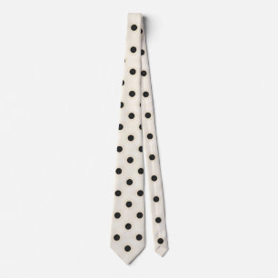 Schwarze Polka Dots auf Antique White Krawatte
