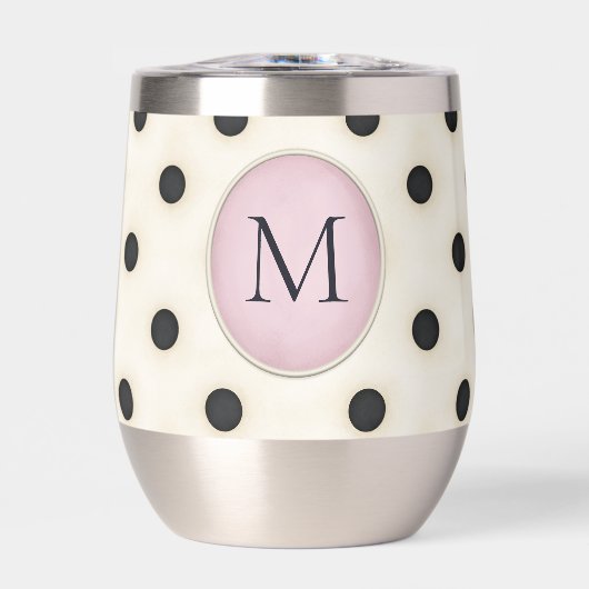 Schwarze Polka Dots auf Elfenbein Mit Monogramm (h (Vorderseite)