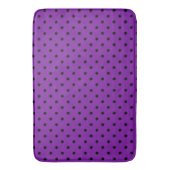 Schwarze Polka Dots auf Violet Lila Badematte (Vorderseite Vertikal)