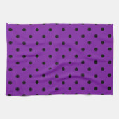 Schwarze Polka Dots auf Violet Lila Geschirrtuch (Horizontal)