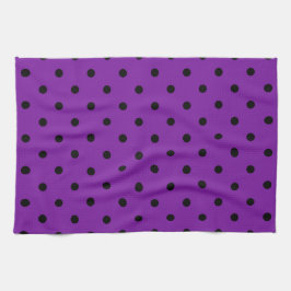 Schwarze Polka Dots auf Violet Lila Geschirrtuch