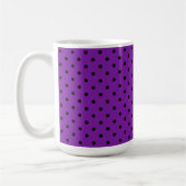 Schwarze Polka Dots auf Violet Lila Kaffeetasse (Links)