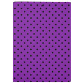 Schwarze Polka Dots auf Violet Lila Klemmbrett (Rückseite)