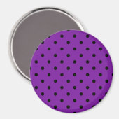 Schwarze Polka Dots auf Violet Lila Magnet (Vorderseite/Rückseite)