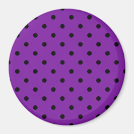 Schwarze Polka Dots auf Violet Lila Magnet