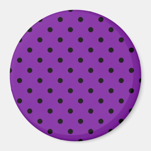 Schwarze Polka Dots auf Violet Lila Magnet (Vorne)