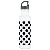Schwarze Polka Dots Retro Muster Trinkflasche (Vorderseite)