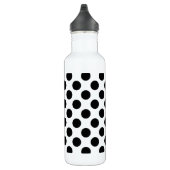Schwarze Polka Dots Retro Muster Trinkflasche (Rechts)