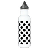 Schwarze Polka Dots Retro Muster Trinkflasche (Links)