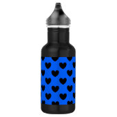 Schwarze Polka Herzen auf blau Edelstahlflasche (Rechts)
