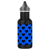Schwarze Polka Herzen auf blau Edelstahlflasche (Links)