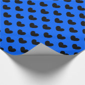 Schwarze Polka Herzen auf blau Geschenkpapier (Ecke)