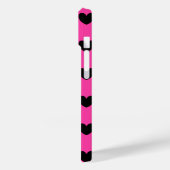 Schwarze Polka Herzen auf Fuchsienrosa Case-Mate iPhone Hülle (Rückseite / Links)