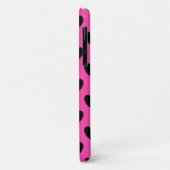 Schwarze Polka Herzen auf Fuchsienrosa Case-Mate iPhone Hülle (Hinten/Links)