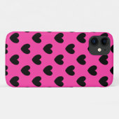 Schwarze Polka Herzen auf Fuchsienrosa Case-Mate iPhone Hülle (Rückseite (Horizontal))