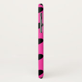 Schwarze Polka Herzen auf Fuchsienrosa Case-Mate iPhone Hülle (Hinten/Links)