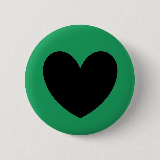 Schwarze Polka Herzen auf Kelly Green Button (Vorderseite)