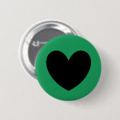 Schwarze Polka Herzen auf Kelly Green Button (Vorne & Hinten)