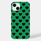 Schwarze Polka Herzen auf Kelly Green Case-Mate iPhone Hülle (Rückseite)
