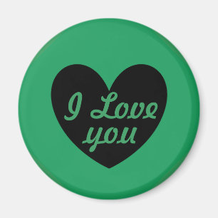 Schwarze Polka Herzen auf Kelly Green Magnet