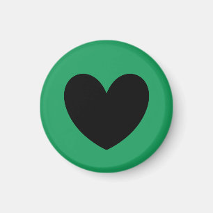 Schwarze Polka Herzen auf Kelly Green Magnet
