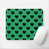 Schwarze Polka Herzen auf Kelly Green Mousepad (Mit Mouse)