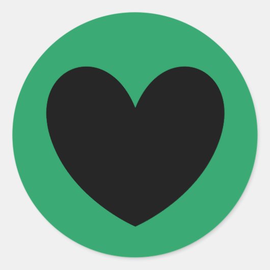 Schwarze Polka Herzen auf Kelly Green Runder Aufkleber (Vorderseite)