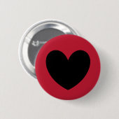 Schwarze Polka Herzen auf rot Button (Vorne & Hinten)