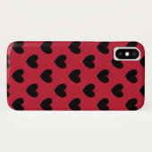 Schwarze Polka Herzen auf rot Case-Mate iPhone Hülle (Rückseite (Horizontal))