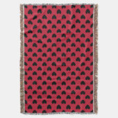 Schwarze Polka Herzen auf rot Decke (Vorderseite Vertikal)